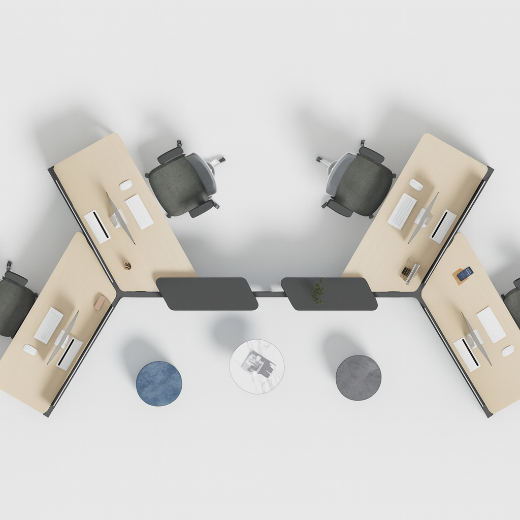 3-Seater Y-Shape Workstation Cluster