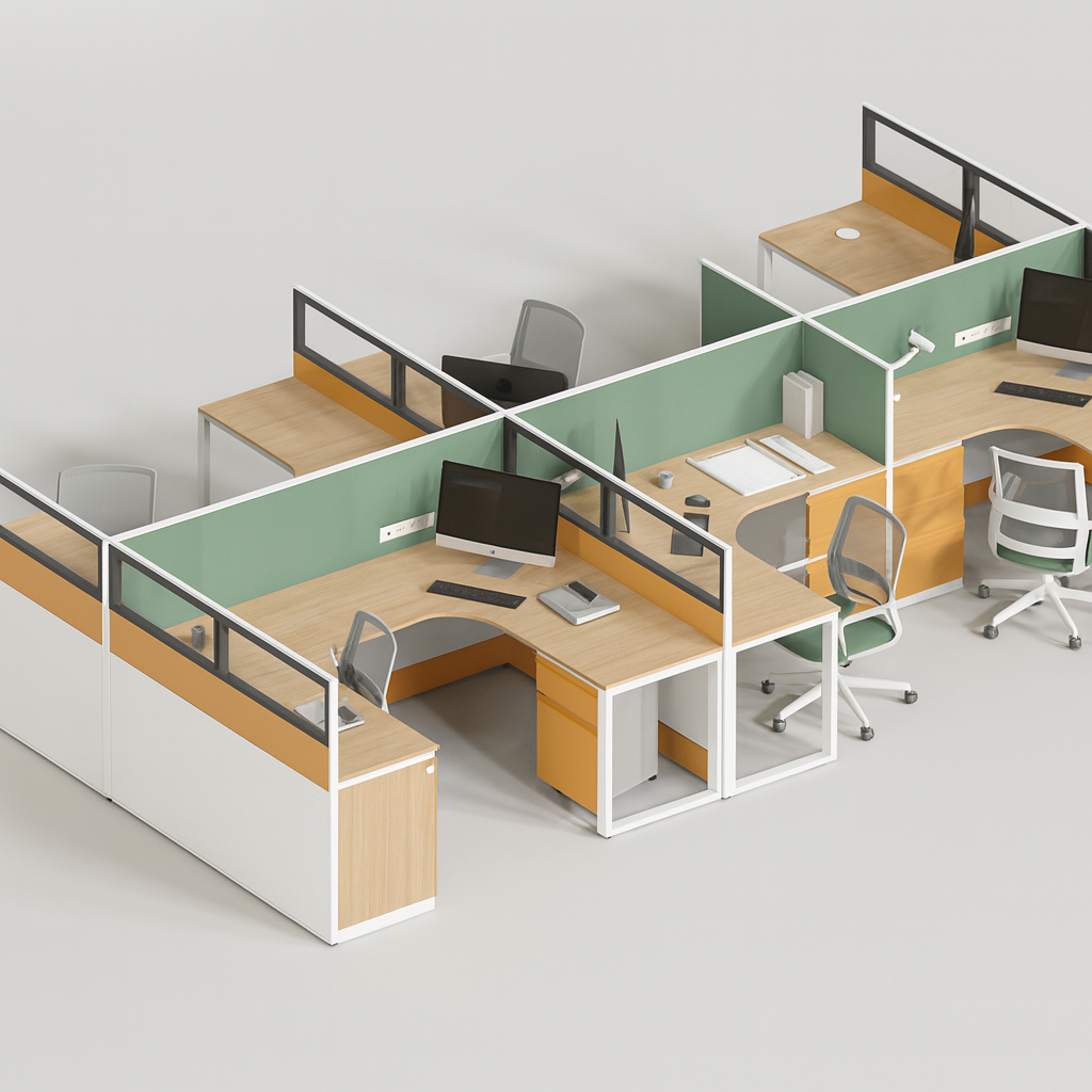 L-Shaped Partition Workstation Setup 1