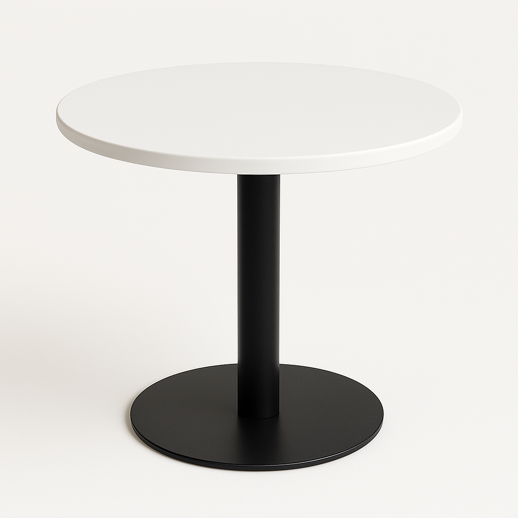 Round Cafe Table with Black Metal Finish Base