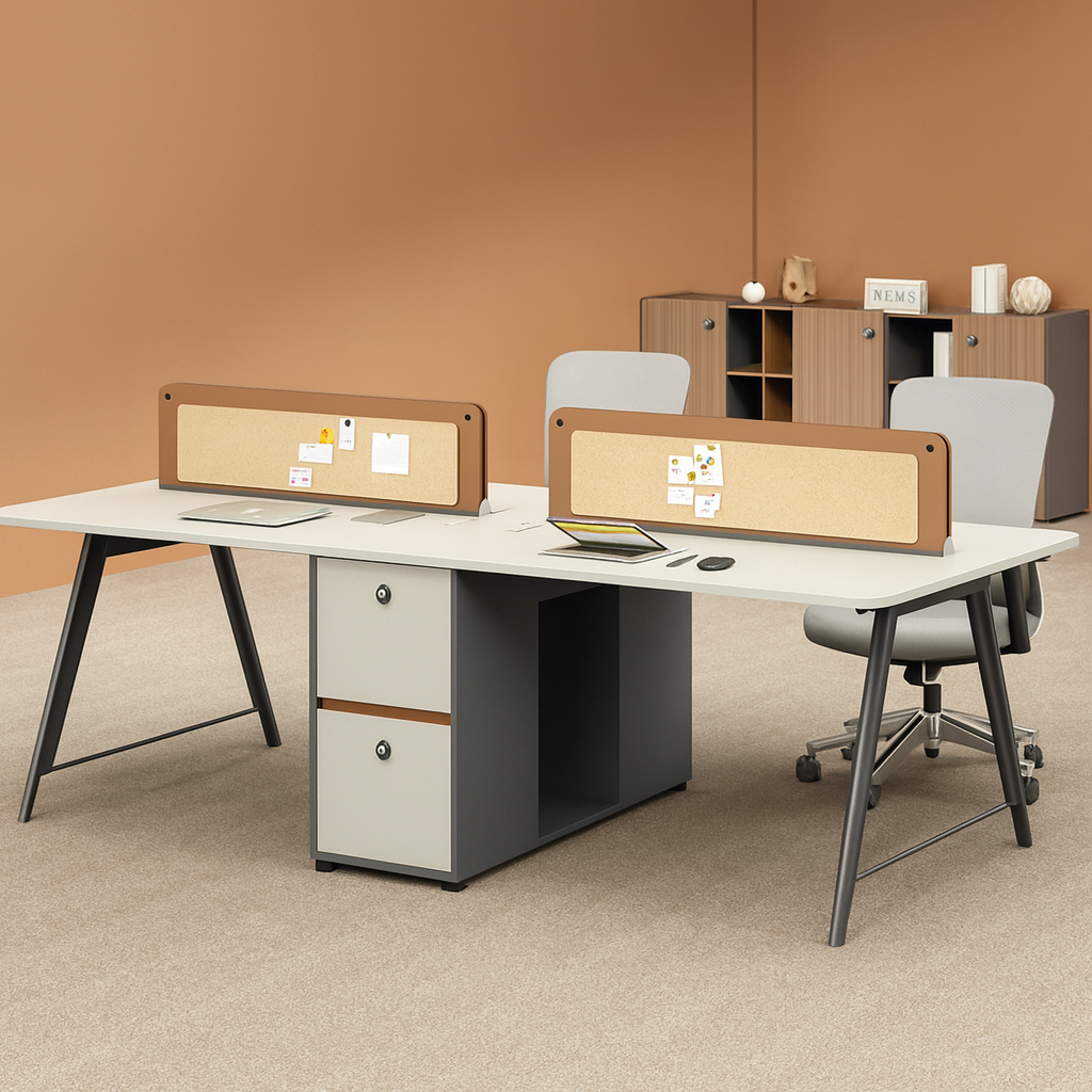 Twin Workstation with Integrated Pedestal